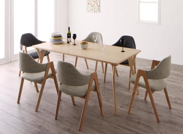 北欧デザインワイドダイニング〔OLELO〕オレロ 7点セット チャコールグレイ6脚の通販は