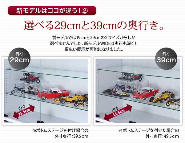 コレクションラック【WIDE】 ハイタイプ 奥行39cmのみ単品販売 ホワイト