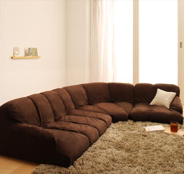 フロアコーナーソファ〔flaum〕フラウム ロータイプ 右コーナー