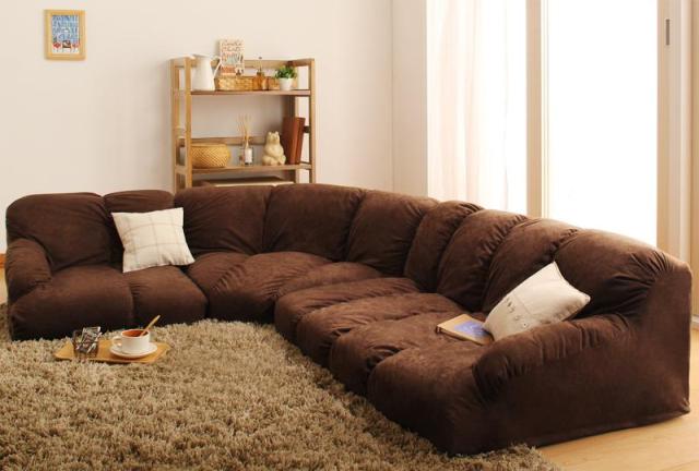 フロアコーナーソファ〔flaum〕フラウム ロータイプ 左コーナーセット