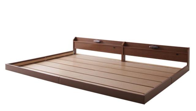 親子で寝られる棚・照明付き連結ベッド〔JointJoy〕ジョイント・ジョイ〔フレームのみ・マットレスなし〕ワイドK190 ブラウンの通販は 80,018円