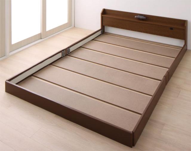 棚・照明・コンセント付　ロング丈　連結ベッド　〔JointLong〕ジョイント・ロング　〔フレームのみ・マットレスなし〕　ワイドK260　〔フレーム色〕ブラック　ファミリーベッド/大型ベッド/ローベッド/フロアベッドの通販は