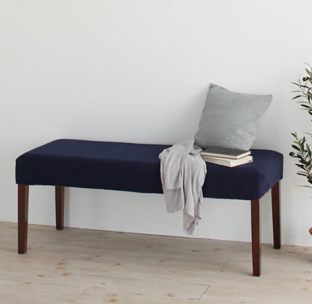 天然木ウォールナット材　伸縮式ダイニング　〔Bolta〕ボルタ　カバーリングベンチのみ　単品販売　アイボリーの通販は 16,437円