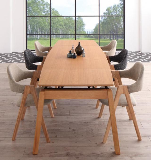 北欧デザイン スライド伸縮ダイニングシリーズ 〔MALIA〕マリア 7点セット（テーブル＋チェア6脚） 〔チェア〕チャコールグレーの通販は 153,034円