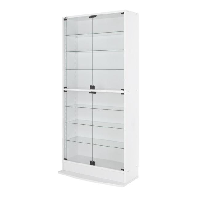 LEDコレクションラック ワイド 本体（上置きなし） 両開きハイタイプ 高さ180 奥行29 ブラック 【北海道・沖縄・離島配送不可】