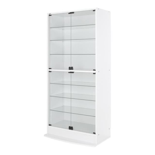 LEDコレクションラック ワイド 本体（上置きなし） 両開きハイタイプ 高さ180 奥行39 ホワイト 【北海道・沖縄・離島配送不可】