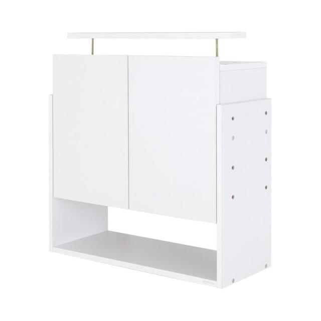 LEDコレクションラック ワイド 上置きハイタイプ単品（本体なし） 高さ61〜94 奥行29 ホワイト 【北海道・沖縄・離島配送不可】