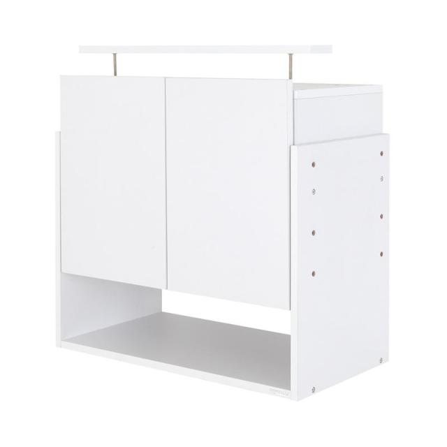 LEDコレクションラック ワイド 上置きハイタイプ単品（本体なし） 高さ61〜94 奥行39 ホワイト 【北海道・沖縄・離島配送不可】