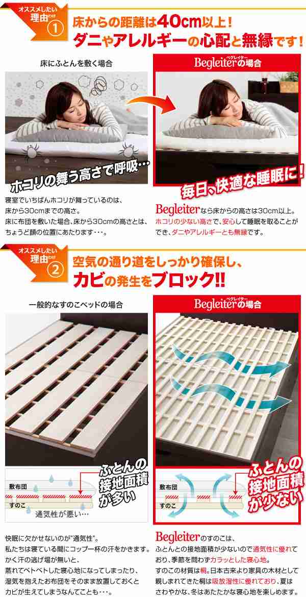 国産すのこ跳上げベッド 〔Begleiter〕 〔ベッドフレームのみ〕 縦開き