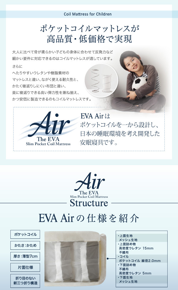 折りたたんで収納できる ポケットコイル入り 快眠 敷布団マットレス 薄型・軽量・高通気 〔EVA Air〕エヴァ エアー セミダブル レギュラー 【北海道・沖縄・離島配送不可】_3