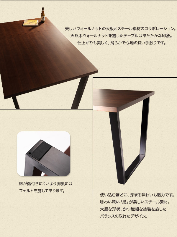 ヴィンテージテイスト スチール脚ダイニング 〔NIX〕ニックス ダイニングテーブルのみ（W150） 単品販売 【北海道・沖縄・離島配送不可】_2