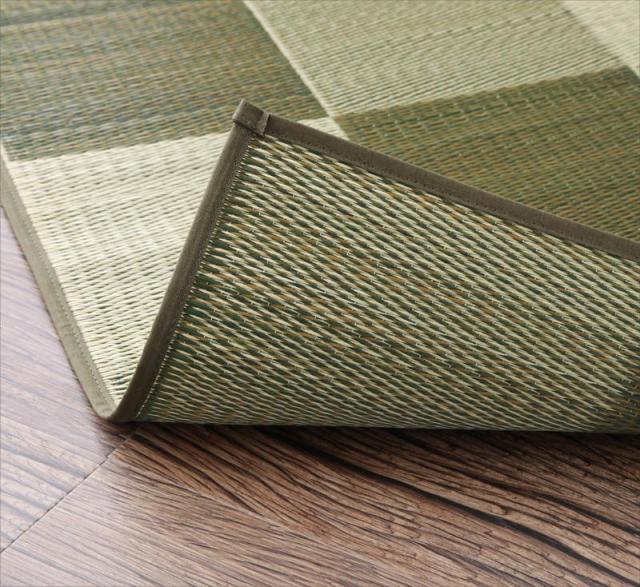 厚みが選べる3タイプ 純国産ブロック柄い草ラグ 〔casule〕カジュール ウレタン6mm 140×200cm ミッドナイトグレーの通販は