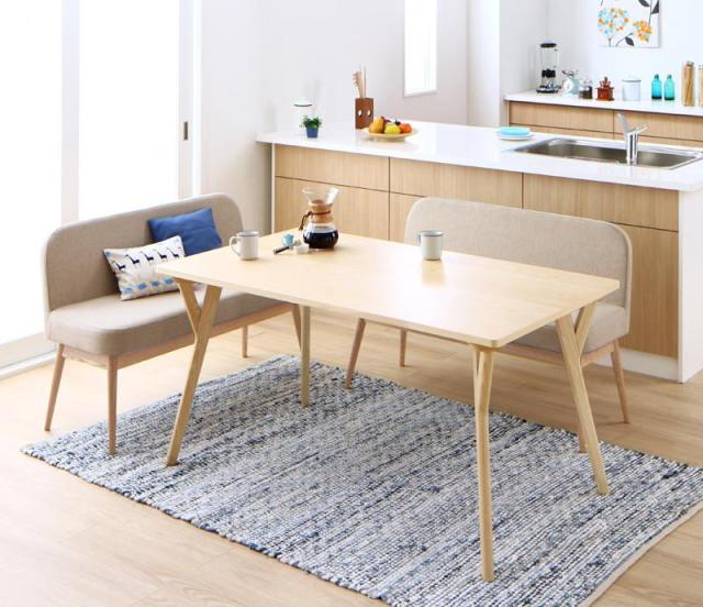 〔組立設置料込み〕やさしい色合いの北欧スタイル ソファベンチ ダイニング 〔Peony〕ピアニー 3点セット（テーブルW140＋ソファベンチ2脚） 〔ソファベンチ色〕ベージュの通販は