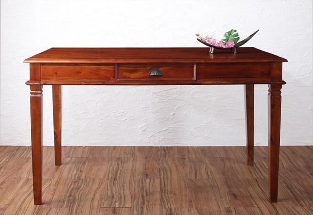 天然木マホガニー材 アンティーク調 アジアンダイニングシリーズ 〔RADOM〕ラドム ダイニングテーブル W130 ブラウン 【北海道・沖縄・離島配送不可】