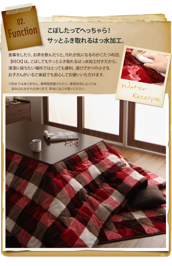 チェック柄 はっ水 こたつ布団シリーズ 〔KECK〕ケック 掛け布団＆敷き布団セット 4尺長方形(80×120cmこたつ用) ネイビー 【北海道・沖縄・離島配送不可】_2