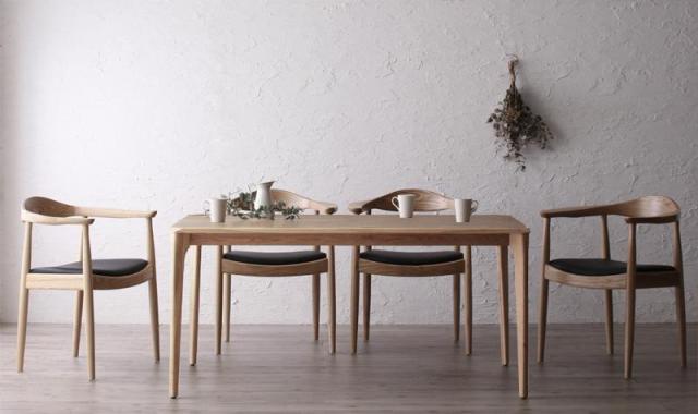 天然木 オーク無垢材 北欧デザイナーズ ダイニングシリーズ C.K. シーケー 5点セット（テーブルW150＋チェア4脚） ナチュラルの通販は