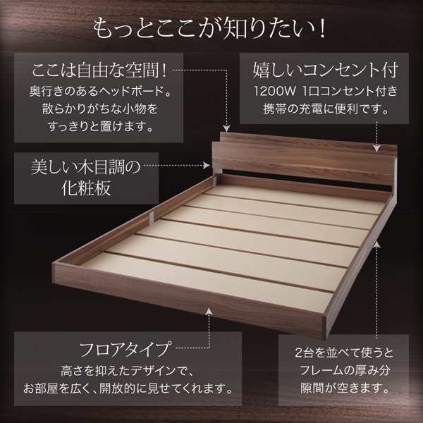 組立設置料込み〕棚・コンセント付き フロアベッド 〔W.coRe 