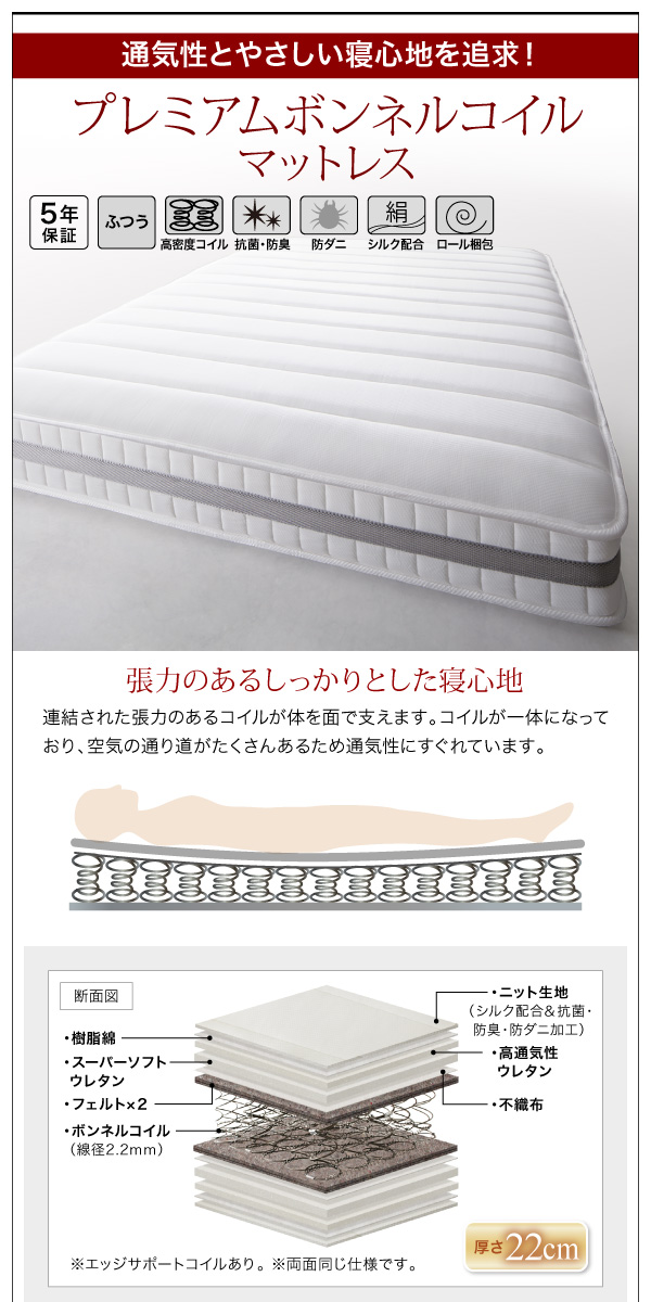 モダンデザイン フロアベッド 〔MAD〕マッド 〔プレミアムボンネルコイルマットレス付き〕 ダブル 〔マットレス色〕ブラック 【北海道・沖縄・離島配送不可】_4