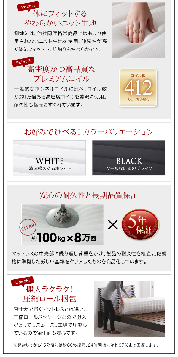 モダンデザイン フロアベッド 〔MAD〕マッド 〔プレミアムボンネルコイルマットレス付き〕 ダブル 〔マットレス色〕ブラック 【北海道・沖縄・離島配送不可】_5