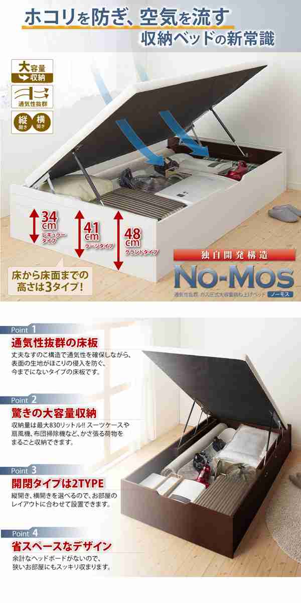 跳ね上げベッド 〔No-Mos〕 〔薄型スタンダードボンネルコイルマット付