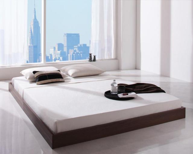 シンプルデザイン ヘッドボードレス フロアベッド 〔Rainette〕レネット 〔スタンダードポケットコイルマットレス付き〕 シングル 〔フレーム色〕ブラック 〔マットレス色〕ホワイトの通販は