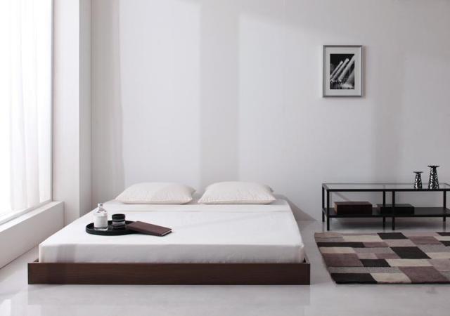 シンプルデザイン ヘッドボードレス フロアベッド 〔Rainette〕レネット 〔プレミアムポケットコイルマットレス付き〕 シングル 〔フレーム色〕ブラック 〔マットレス色〕ホワイトの通販は