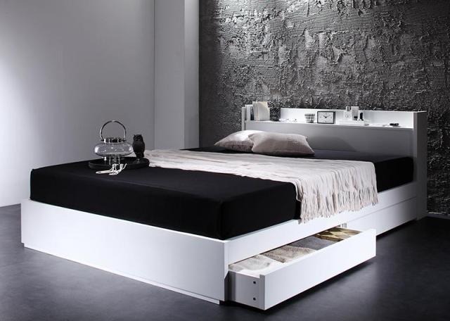 収納ベッドVEGA(マットレスセット)シングル 組立設置料込み〕棚