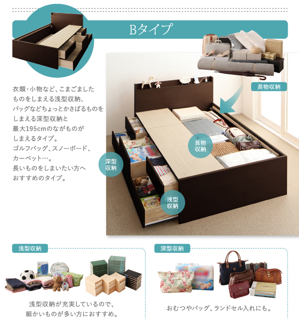 組立設置付 大容量収納ファミリーチェストベッド TRACT トラクト 薄型スタンダードポケットコイルマットレス付き B+B ワイドK240(SD×2)[H4][00]