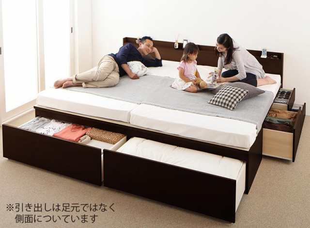 〔組立設置料込み〕大容量収納 ファミリーチェストベッド 〔TRACT〕トラクト 〔薄型プレミアムボンネルコイルマットレス付き〕 B+B ワイドK200 〔フレーム色〕ホワイトの通販は