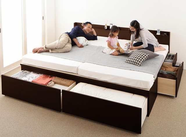 チェストベッド 〔TRACT〕 〔薄型プレミアムボンネルコイルマットレス付き〕 A+A ワイドK200 WH