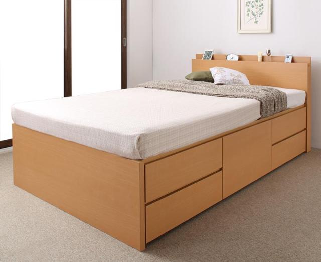 〔組立設置料込み〕長く使える棚・コンセント付き 国産 頑丈 チェスト収納ベッド 〔Heracles〕ヘラクレス 〔薄型スタンダードボンネルコイルマットレス付き〕 セミダブル 〔フレーム色〕ダークブラウンの通販は 119,156円