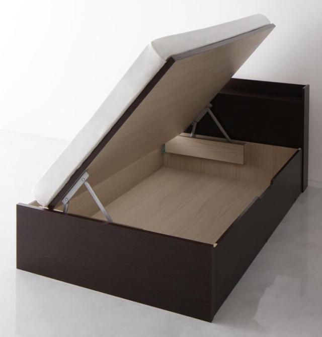 国産 跳ね上げ収納ベッド 〔Freeda〕フリーダ 〔薄型プレミアムポケットコイルマットレス付き〕 横開き セミダブル 深さレギュラー 〔フレーム色〕ナチュラルの通販は 83,996円