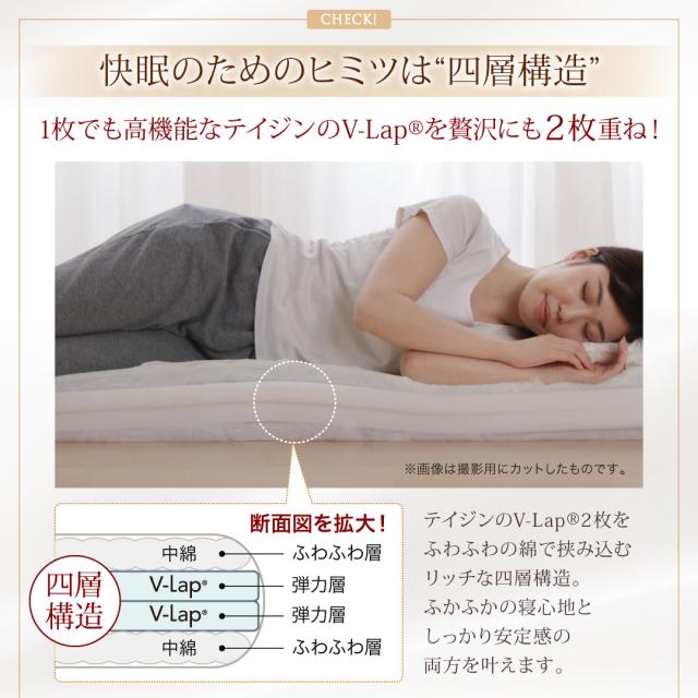 テイジン V-Lap使用 日本製 朝の目覚めを考えた 腰にやさしい 高弾力四層敷き布団 シングル アイボリー 【北海道・沖縄・離島配送不可】_4