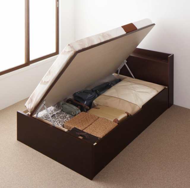 〔組立設置料込み〕跳上げベッド Clory 〔薄型プレミアムボンネルコイルマット付〕 横開き セミシングル ラージ ナチュラルの通販は