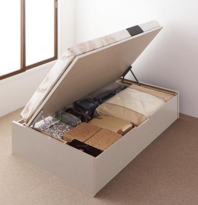 国産 跳ね上げ収納ベッド 〔Regless〕リグレス 〔薄型スタンダードボンネルコイルマットレス付き〕 横開き セミシングル 深さグランド 〔フレーム色〕ナチュラル 【北海道・沖縄・離島配送不可】の通販は