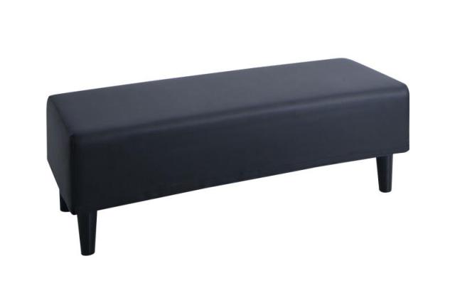 レザーカバーリングソファ 待合・ロビーソファシリーズ 〔Caran Coron〕カランコロン 単品ソファ 背なし ブラックの通販は