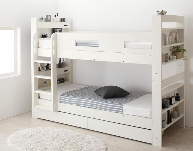 クイーンベッドにもなる2段ベッド 〔ウェンウィル〕 〔薄型抗菌国産ポケットコイルマットレス付き〕 スタンダード クイーン ナチュラルの通販は 93,107円