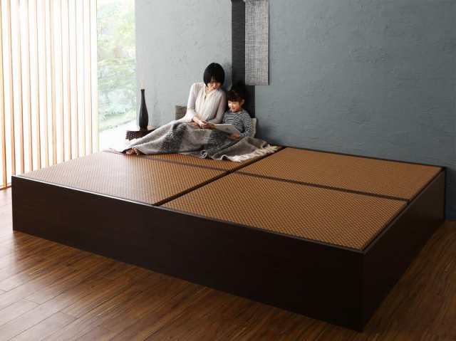 90035円 独特の素材 組立設置付 日本製 布団が収納できる大容量収納畳連結ベッド 陽葵 ひまり ベッドフレームのみ クッション畳 ワイドK220 29cm