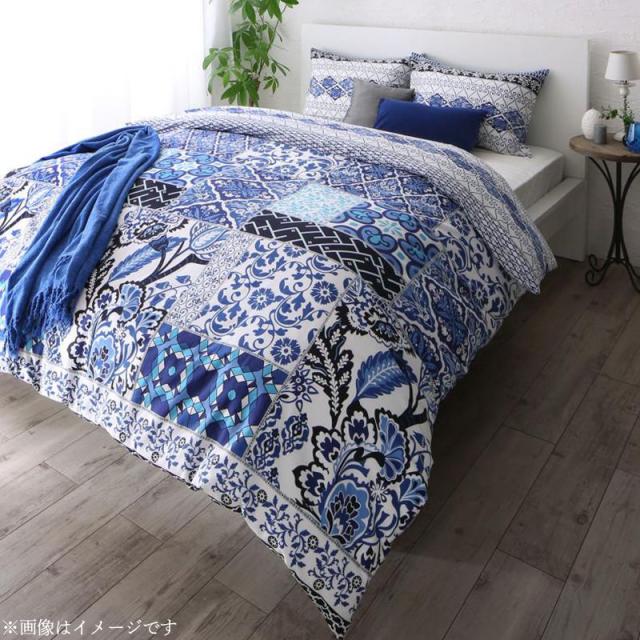 日本製・綿100％ 地中海リゾートデザインカバーリング 〔nouvell〕ヌヴェル 布団カバーセット 和式用 50×70用 シングル3点セット ネイビーの通販は