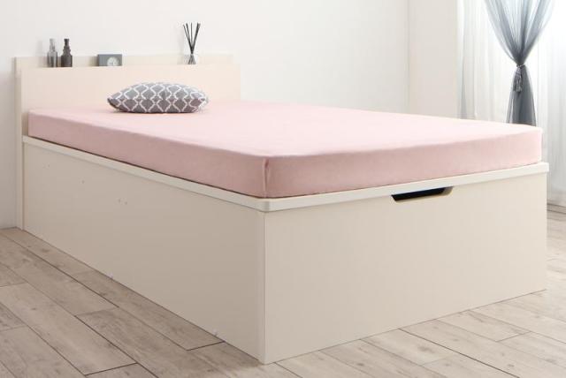 クローゼット跳ね上げベッド 〔aimable〕エマーブル 〔薄型プレミアムポケットコイルマットレス付き〕 縦開き セミシングル レギュラー丈 深さラージ 〔フレーム色〕ホワイト 〔マットレス色〕ホワイト 【北海道・沖縄・離島配送不可】