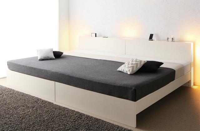 高さ調整できる国産ファミリーベッド 〔LANZA〕ランツァ 〔マルチラススーパースプリングマットレス付き〕 ワイドK280(D×2) 〔フレーム色〕ホワイト 〔マットレス色〕アイボリーの通販は