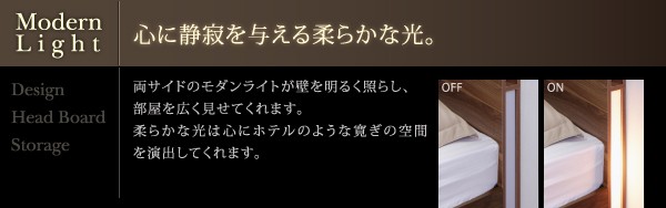 組立設置付]スリムライト付収納ベッド [コージームーン] スタンダード