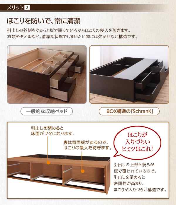 大容量チェストベッド 〔SchranK〕 〔薄型スタンダードボンネルコイル