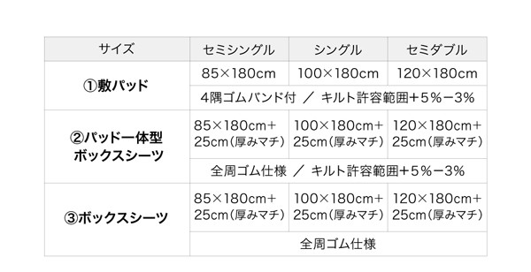 ショート丈 洗えるコットンタオルのパッド・シーツシリーズ パッド一