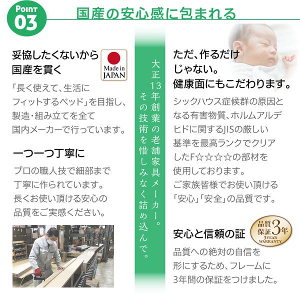 コンパクトに壁付けできる国産ファミリー収納連結ベッド 〔Alonza〕アロンザ 〔スタンダードボンネルコイルマットレス付き〕 B(S)+A(SD)タイプ ワイドK220 〔フレーム色〕ナチュラルの通販は