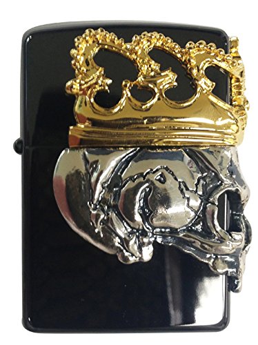 Zippo(ジッポ) オイルライター スカル チタンブラック/メタル(金メッキ&amp;シルバーイブシ) BBZ-スカルKA2 【北海道・沖縄・離島配送不可】