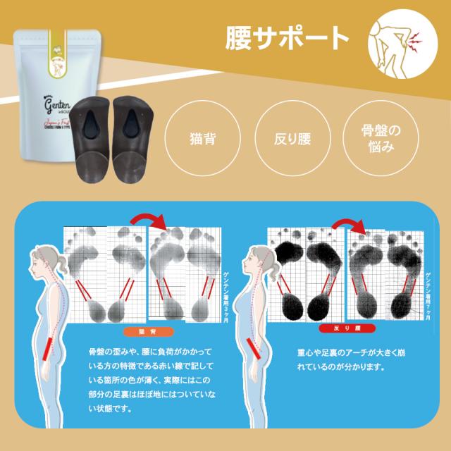部位別サポート ゲンテンインソール レディース メンズ 姿勢 矯正 靴の中敷き 中敷き 体幹 genten 肩こり 首の痛み ひざの痛み 腰痛 O脚 外反母趾 冷え むくみ 正規代理店 ギフト 父の日 母の日_11
