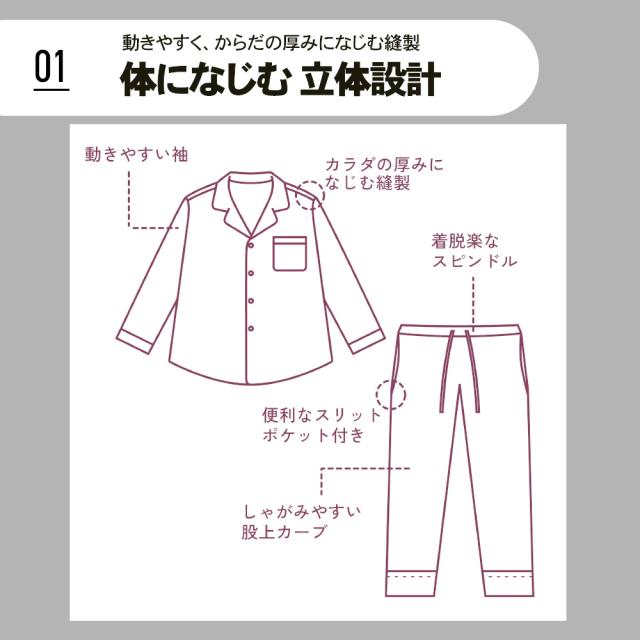 西川 ニューミン newmine コスメティックス ナイトウェア サテンテーラード 保湿 着心地 メンズ レディース パジャマ上下セット 男女兼用サイズ かわいい 大人 ルームウエア 長袖 ナイトウェア 前開き 上下セット 部屋着 可愛い ギフト_8