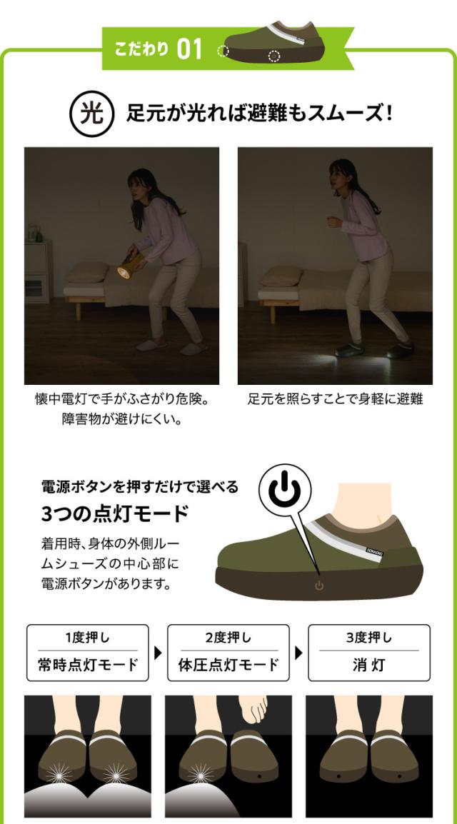 地震 災害時 靴 防災グッズ SONAENO 防災ライトルームシューズの通販は