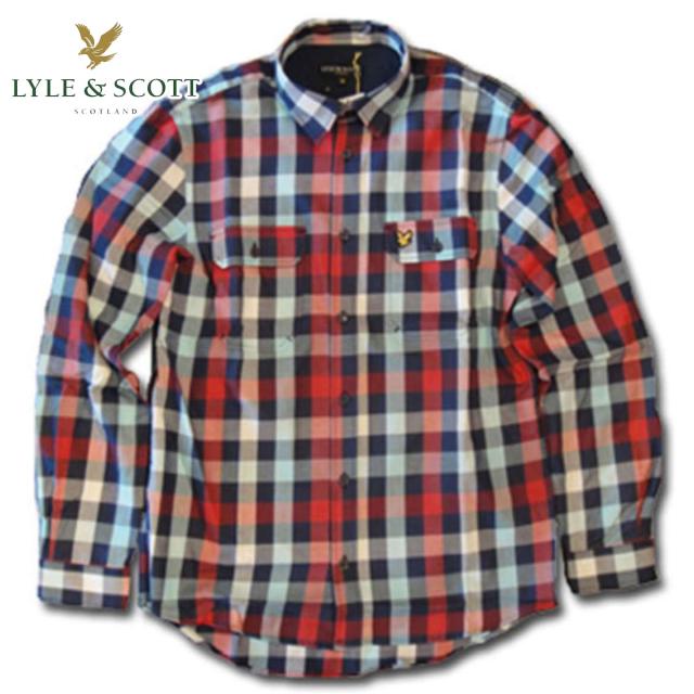 ライルアンドスコット LYLE＆SCOTT 正規販売店 BUTTON DOWN CHECK SHIRT ボタンダウンシャツ ブルーレッド D3 クリスマス プレゼント ラッピング